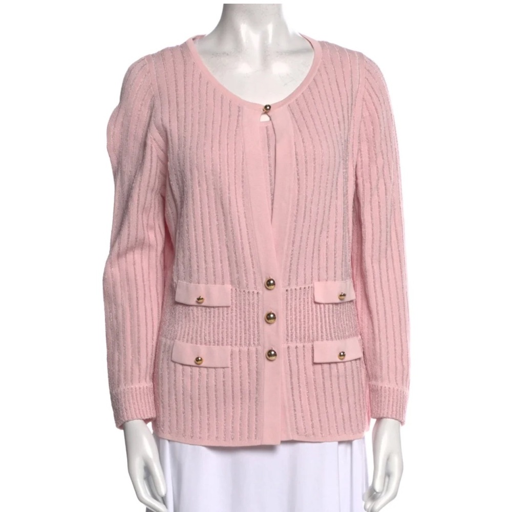 Luisa Spagnoli Pink Spring Cardigan Jacket with Gold Buttons - Made in Italy